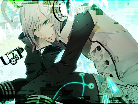 2K free download | Anime Boy, male, guy, music, white hair, green eyes ...