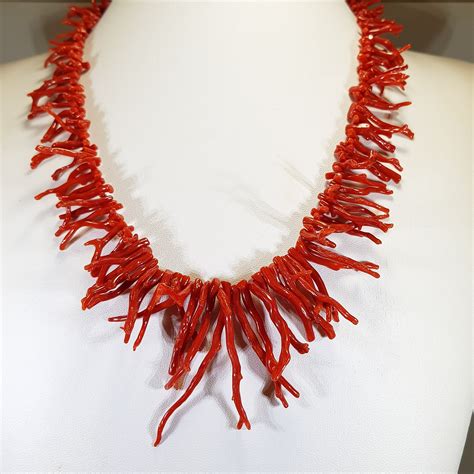 Red Coral Necklace Branches Coral Necklace 1st Choice Red Coral Mediterranean Genuine Cornicello ...