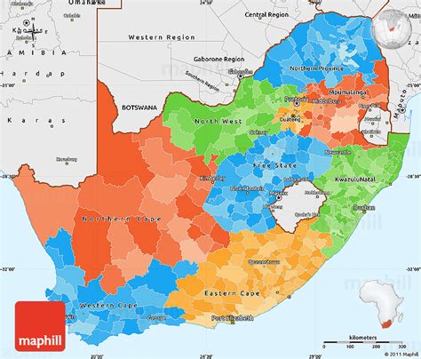 Political Simple Map of South Africa, single color outside, borders and ...