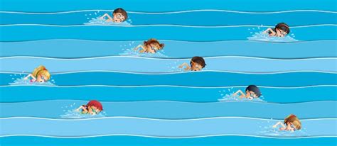 Free Vector | Children in swimming race