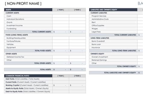 Non Profit Balance Sheet Template | Excel Templates