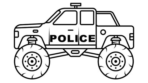 Police monster truck coloring book to print and online