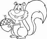 Cartoon Squirrel Holding An Acorn coloring Page  Free Printable sketch template