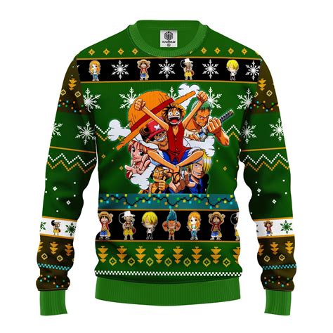 One Piece Anime Gifts, Straw Hat Team All-Over Print Thicken Sweater ...