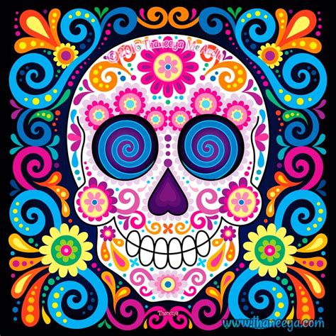 Day of the Dead Art: A Gallery of Colorful Skull Art Celebrating Dia de ...