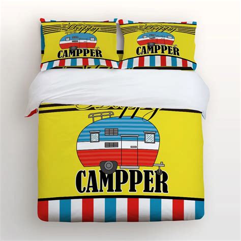 Duvet Cover Set, Happy Camping Retro Caravan Pattern, Decorative 4pcs Bedding Set-in Bedding ...