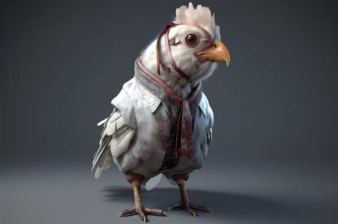 Premium AI Image | A chicken in a suit with a tie on it.