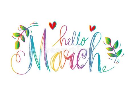 Hello March lettering stock illustration. Illustration of growth - 85896674