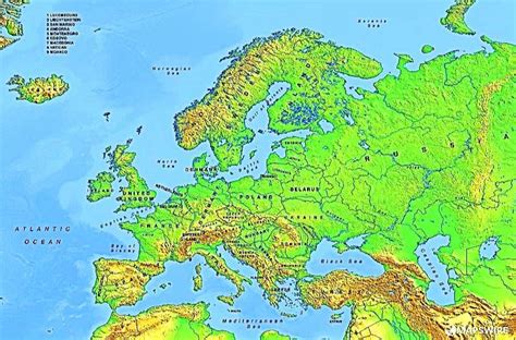 Mapa de Europa Físico 🥇 IMÁGENES | Mapas del Continente Europeo