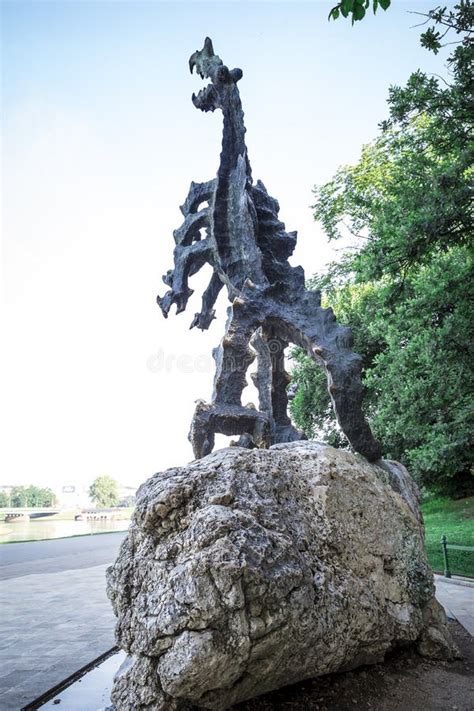 Statue of the Dragon from Wawel Castle Stock Image - Image of tourist, sculpture: 48372603