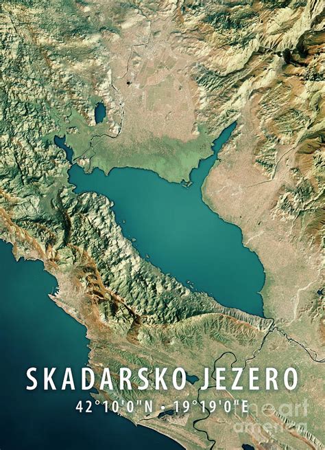 Lake Skadar 3D Render Satellite View Topographic Map Digital Art by ...