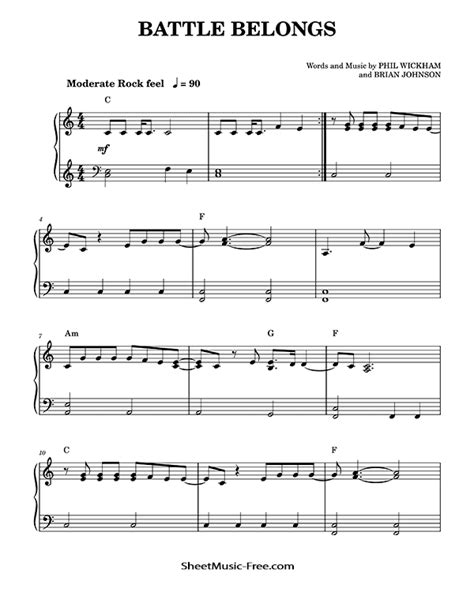 Battle Belongs Sheet Music Phil Wickham - ♪ SHEETMUSIC-FREE.COM