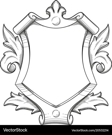 Baroque shield drawing Royalty Free Vector Image