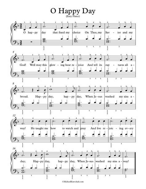 Free Piano Arrangement Sheet Music – O Happy Day – Michael Kravchuk