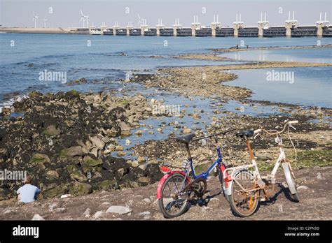 Oosterscheldekering. The Oosterschelde storm surge barrier. Zeeland ...