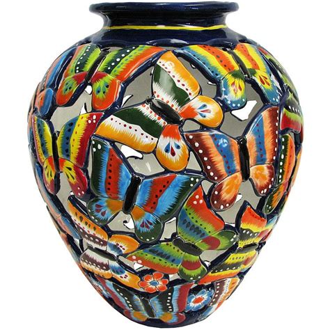 Talavera Jars & Vases Collection - Talavera Vase w/ Butterflies - TGJ200