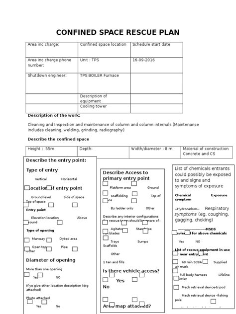 Confined Space Rescue Plan Template