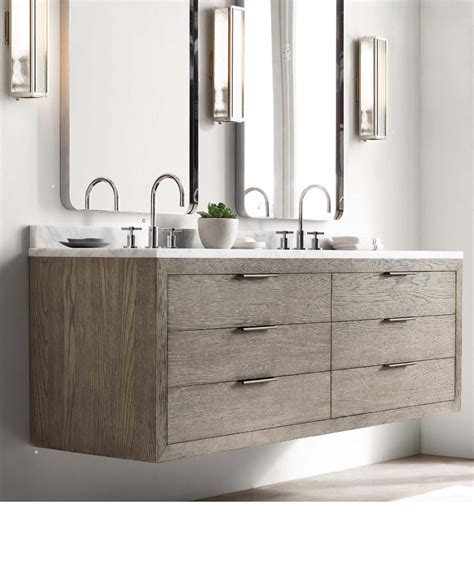 RH Modern White oak Floating Vanity | Bathroom Ideas | Pinterest ...