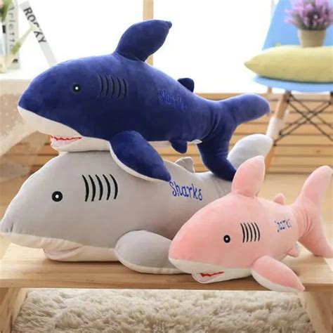 2017 New plush animals 55 85cm Blue Shark Plush Toys soft goat Fish Cloth plush Doll Stuffed ...