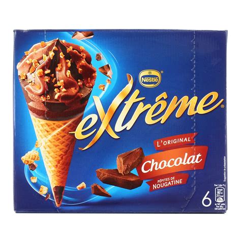 Achat Extrême 6 cônes glacés chocolat et pépites de nougatine 6x120ml