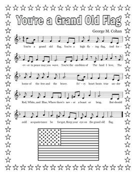 "You're a Grand Old Flag" Printable Song Sheet by Jessica Maynard