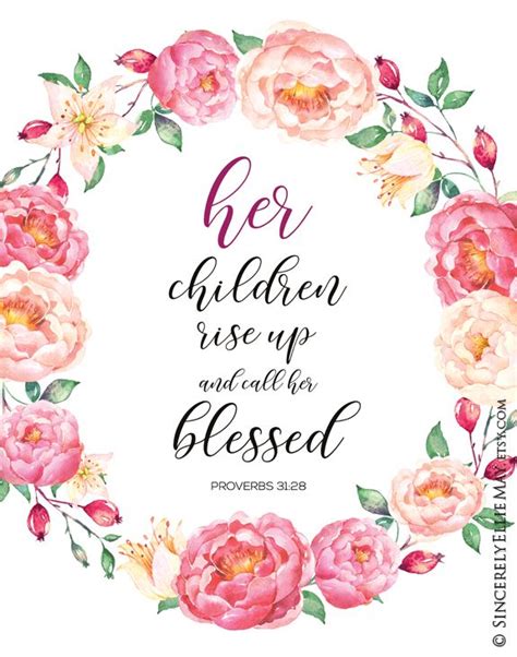 Proverbs 31:28 Mom's Birthday Wall Art YOU PRINT, Printable Gift for Christian Wife or Mom - Her ...