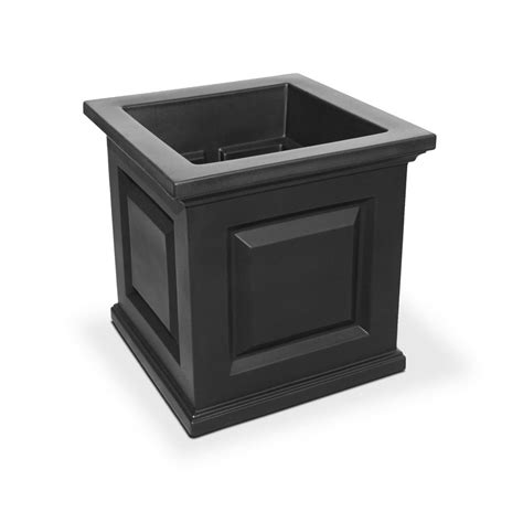 Mayne Nantucket 16 in. Square Black Plastic Planter-5865-B - The Home Depot