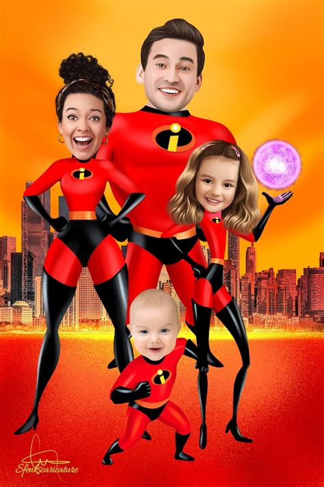 The Incredibles Family Portrait Personalized Superheroes - Etsy