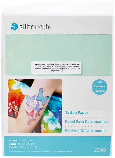 Buy Silhouette AmericaInc Temporary Tattoo Paper, 8.5x11 Inches, Basic ...