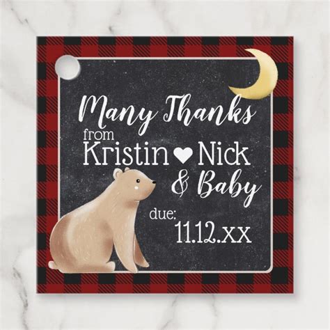 Bearly Wait Baby Shower Favor Thank you Favor Tags | Zazzle