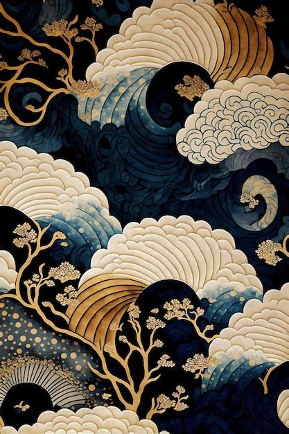 Premium Photo | Illustration of japanese art pattern background, traditional and oriental ...