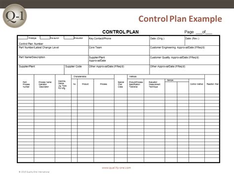 Control Plan Example | Quality-One