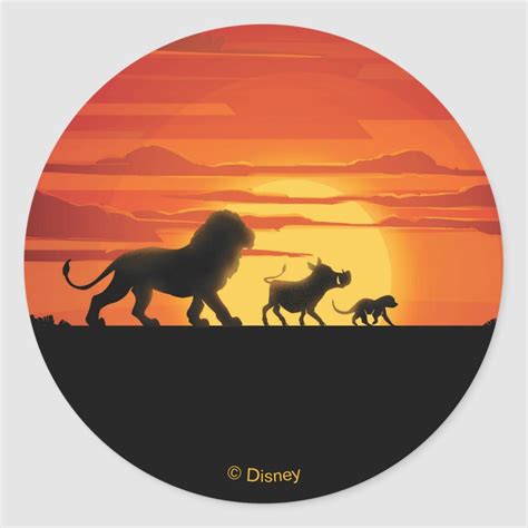 Lion King | Simba, Pumbaa, & Timon Silhouette Classic Round Sticker | Zazzle | Lion king simba ...