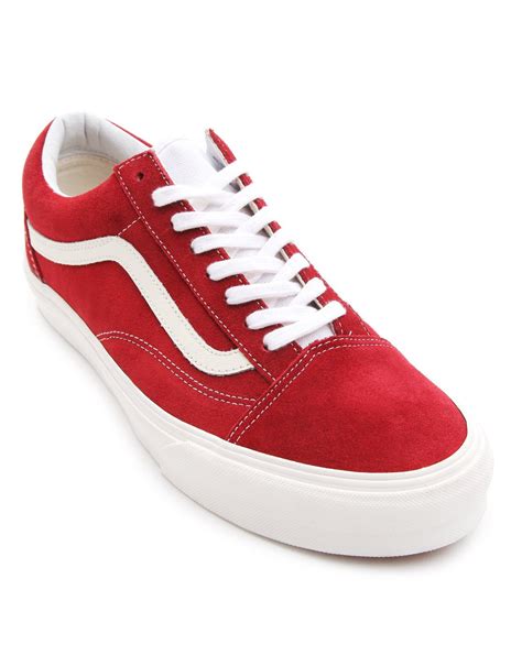 Vans Old Skool Red Suede Sneakers in Red for Men | Lyst