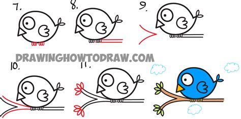 How to Draw Cute Cartoon Bird Illustration from Arrow Shape – Easy ...