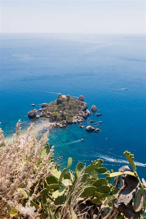 View of Isola Bella in Taormina, Sicily Stock Image - Image of background, isola: 120325807