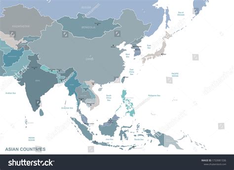 Asia Map Detailed Vector Map Asian Stock Vector (Royalty Free ...