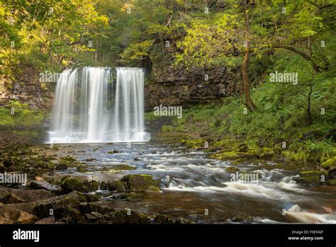 Sgwd yr Eira (waterfalls of snow) on the River Hepste in the Brecon ...