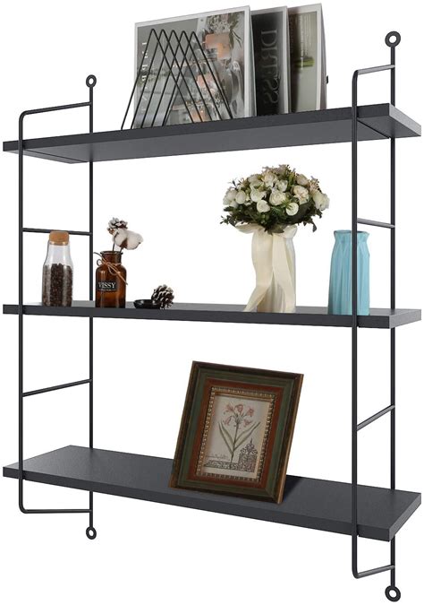 3-Tier Industrial Floating Shelves Wall Mounted Display Wall Shelf Storage Rack Wall Rack Holder ...