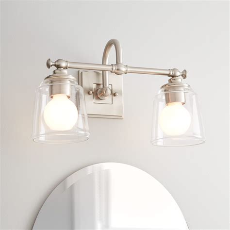 Antonio 2-Light Vanity Light In Clear Glass In Brushed Nickel | Signature Hardware