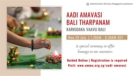 Aadi Amavasi Bali Tharpanam - Amriteswari Society, Singapore