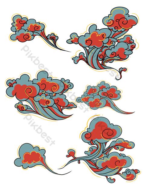 Ancient Style Dunhuang Color Chinese Style Drawing Colorful Clouds | PSD PNG Images Free ...