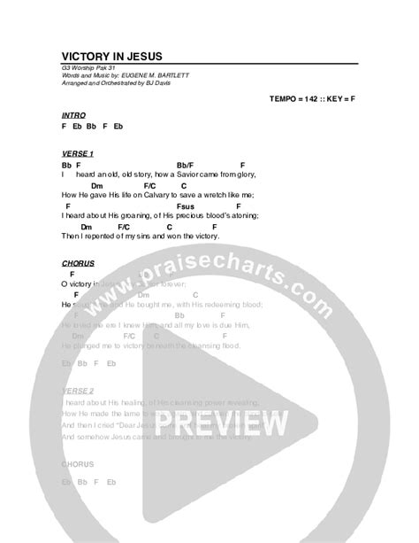 Victory In Jesus Chords PDF (G3 Worship) - PraiseCharts