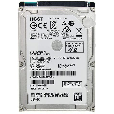 HGST Travelstar 7K1000 2.5-Inch 1TB 7200 RPM SATA III 32MB Cache Internal Hard Drive 0J22423 ...