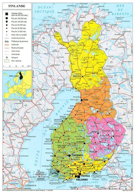 Carte de la Finlande - Plusieurs cartes du pays du nord de l'Europe