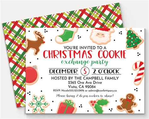 Christmas Cookie Exchange Invitation Holiday Cookie Swap - Etsy