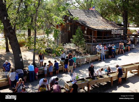 Gold Panning at Columbia State Historic Park in California Stock Photo ...