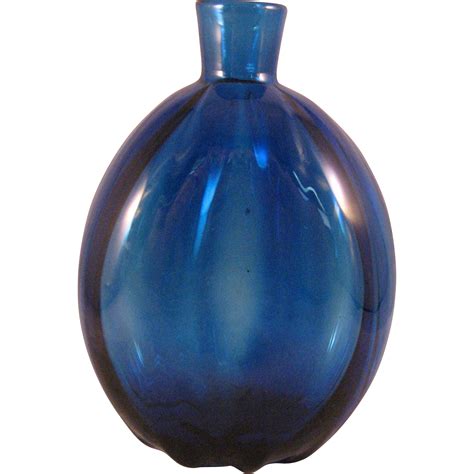 Vintage Cobalt Blue Art Glass Vase or Flask 1960's from ...