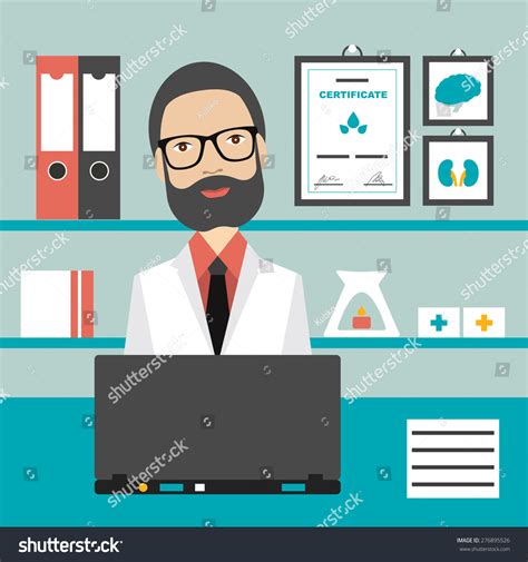 Doctor Office Workplace Flat Vector Illustration Stock Vector (Royalty Free) 276895526 ...