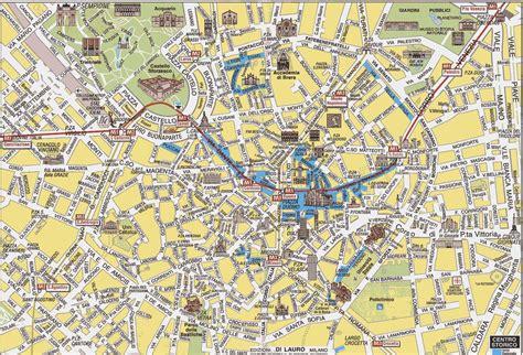 Milan tourist attractions map - Milan city map with attractions (Lombardy - Italy)